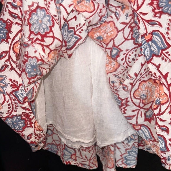 Sole by Mare Sole Amore Beautiful 100% Cotton Boho Puff Sleeve Lined Dress Sz M - Picture 8 of 12